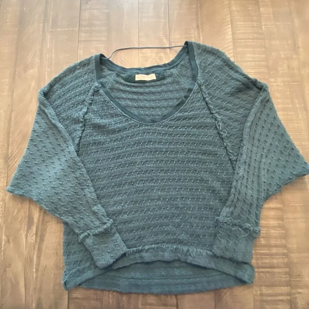 Free People We The Free Teal‎ Thien's Hacci Sweater Top Size Small